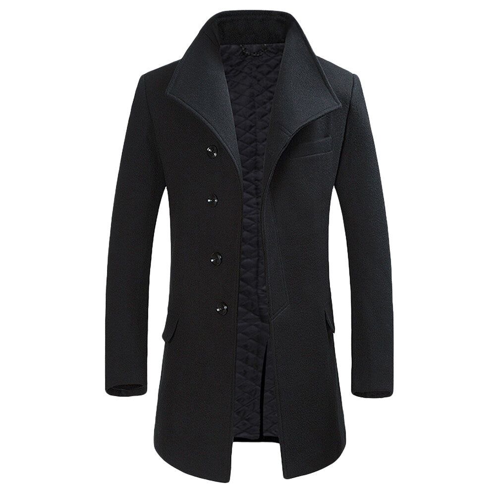 Herren Slim Fit Wollmischung Übermantel
