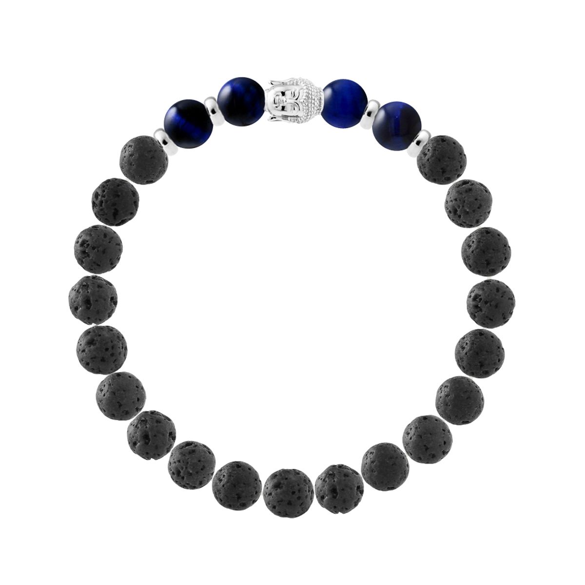 Lavastein-Perlenarmband mit Tigerauge