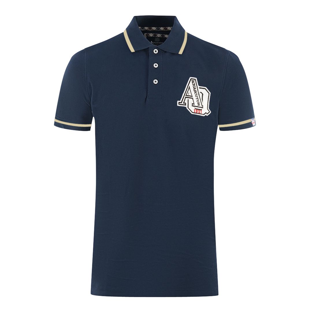 Gesticktes Marineblaues Poloshirt mit Verzierung