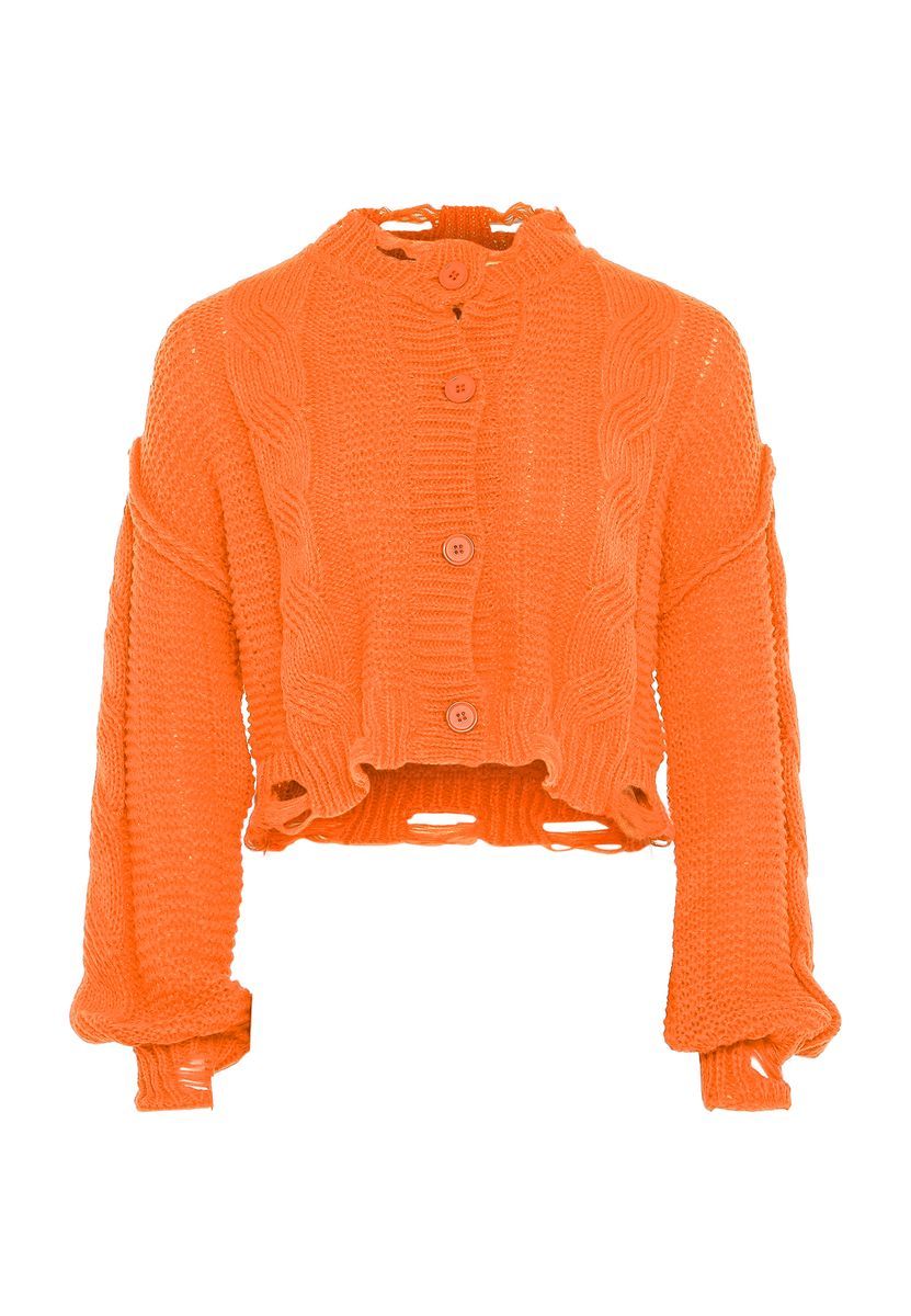 Mymo Strickjacke Damen orange