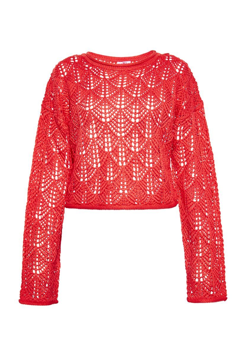 Langärmliger Lochstrickpullover