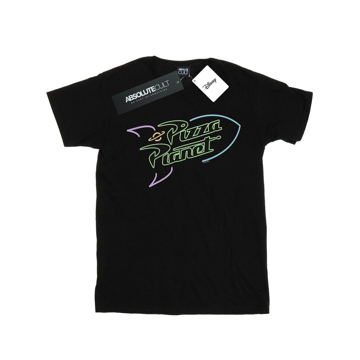 Disney Herren Toy Story Neon Pizza Planet T-Shirt (schwarz)