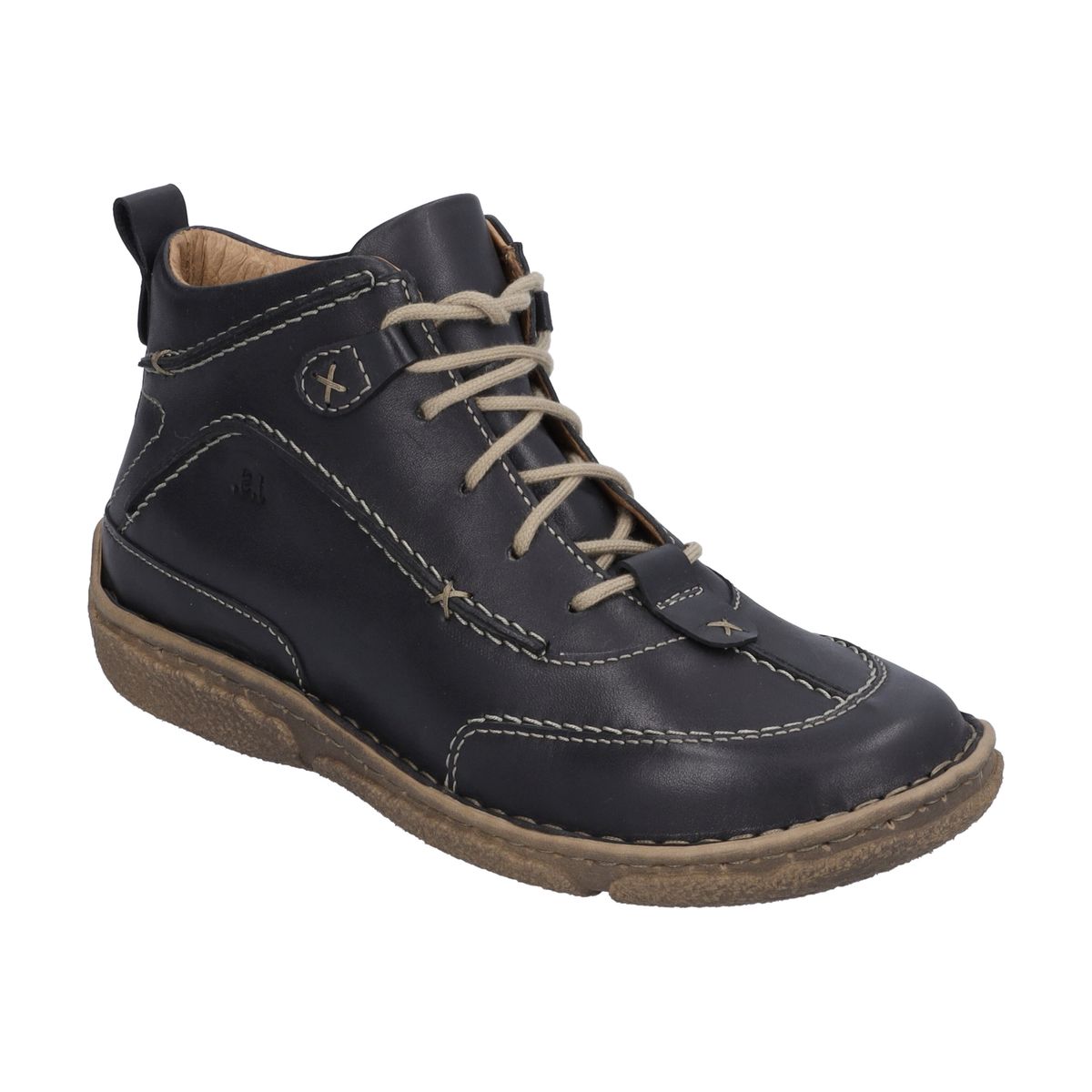 Stiefeletten aus Leder mit Ziernähten