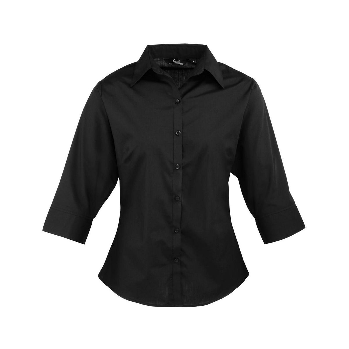 Premier - Hemd für Damen 3/4 Ärmel (Schwarz)