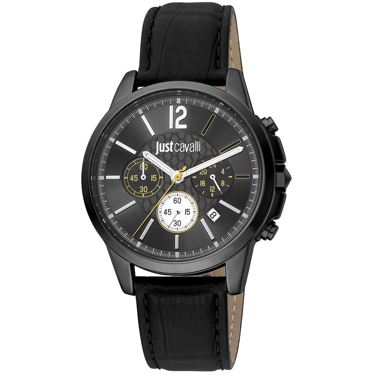Herren Multifunktionsuhr Schwarzes Leder
