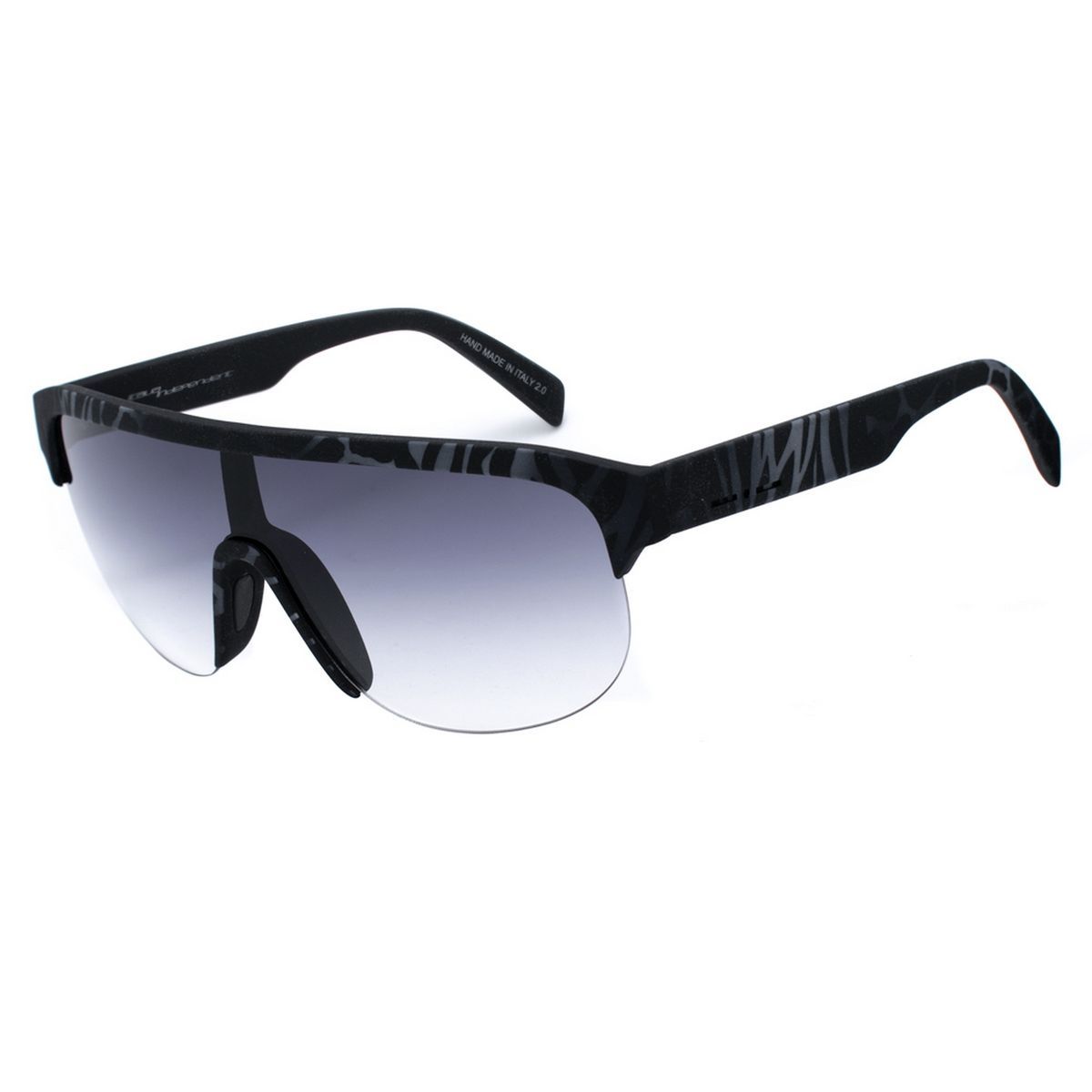 Extravagante Shield-Sonnenbrille mit gemustertem Rahmen