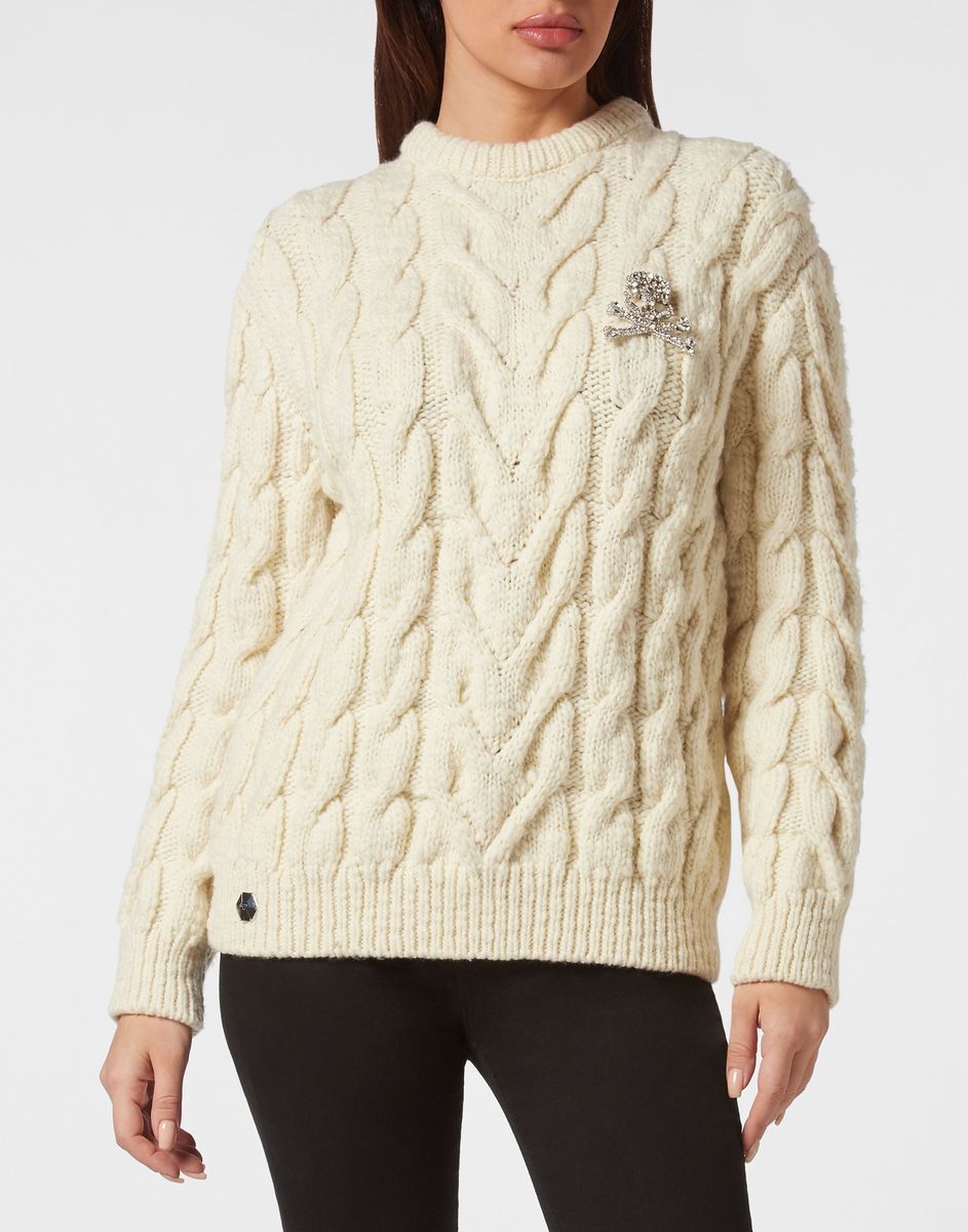 Zopfmuster Wollmischpullover