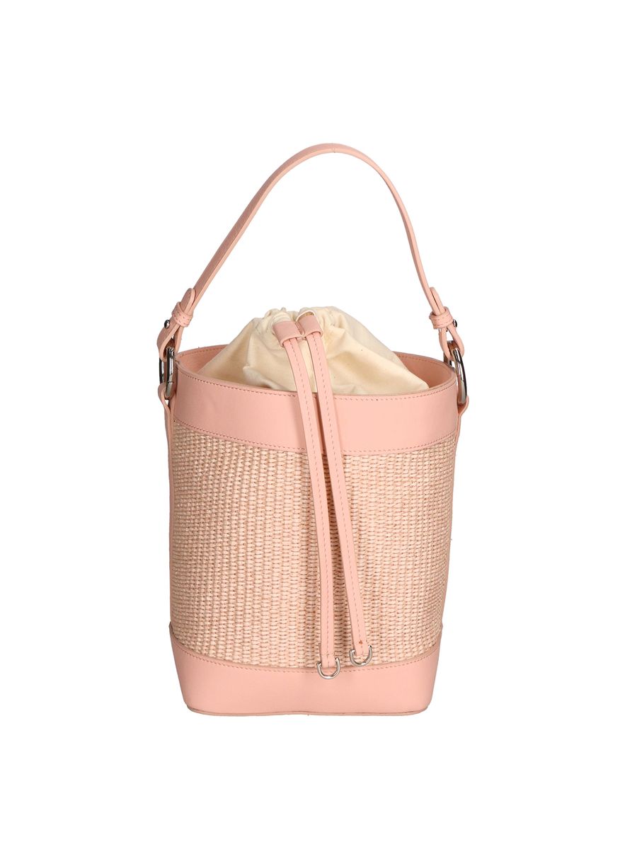 Raffia-Beuteltasche mit Kordelzug