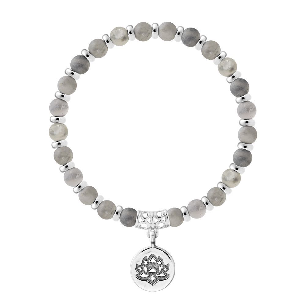 Armband mit Lotusanhänger und Quarzkugeln