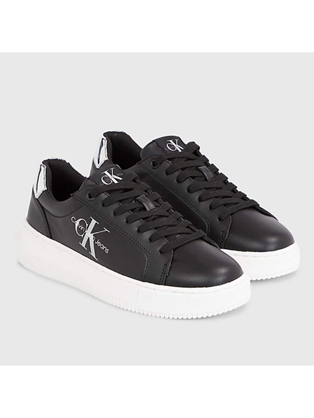Leder-Plateau-Sneakers mit Logo-Detail