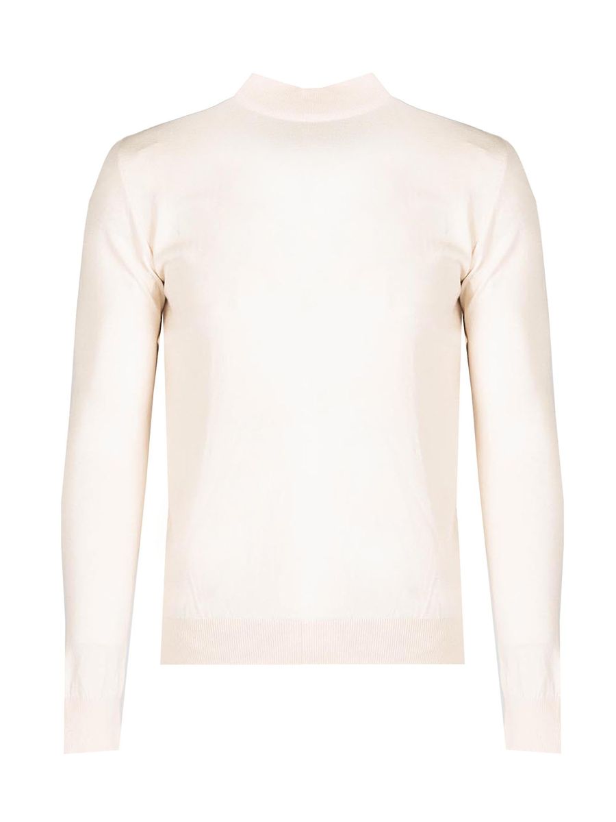 Herren Cremefarbener Pullover mit Stehkragen