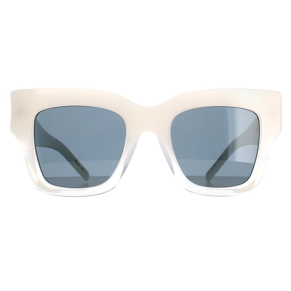 Elfenbeinfarbene, quadratische, übergroße Sonnenbrille