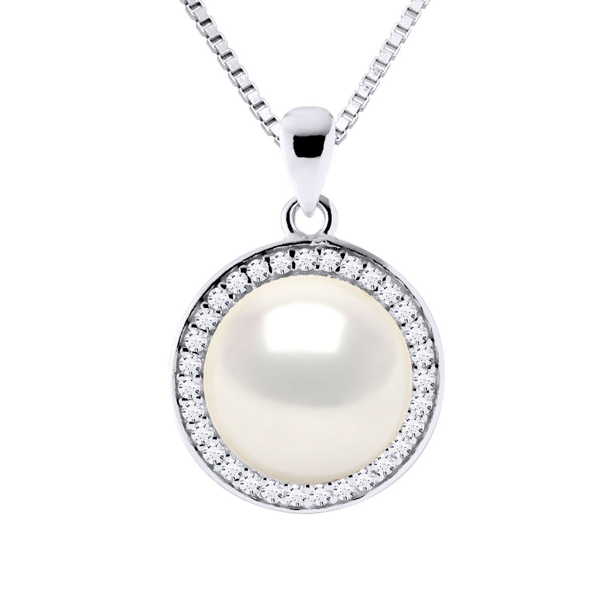 Elegante Perlenkette mit Halo-Anhänger