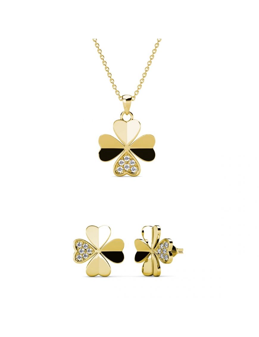 Gold Klee Halskette und Ohrring Set