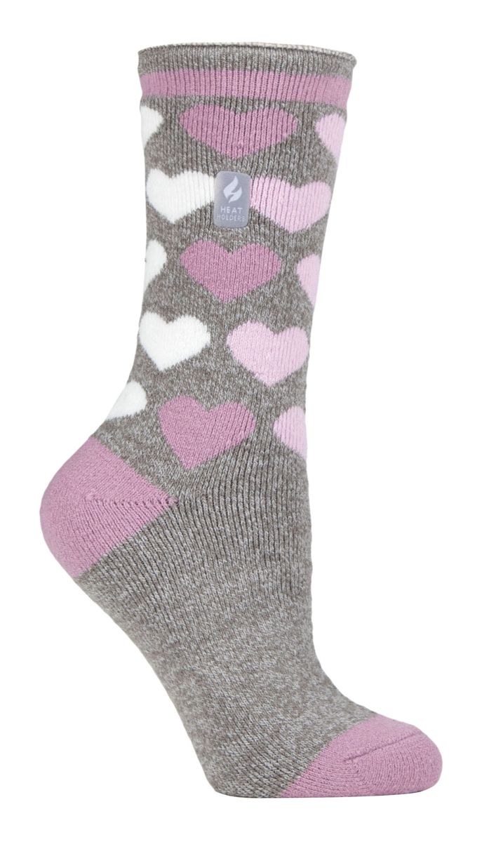 Heat Holders Lite - Womens isoliert thermische Socken | Mehrere Designs einschließlich Argyle Streifen Herzen Sterne | Warme Socken für den Winter - Grau (Paris)