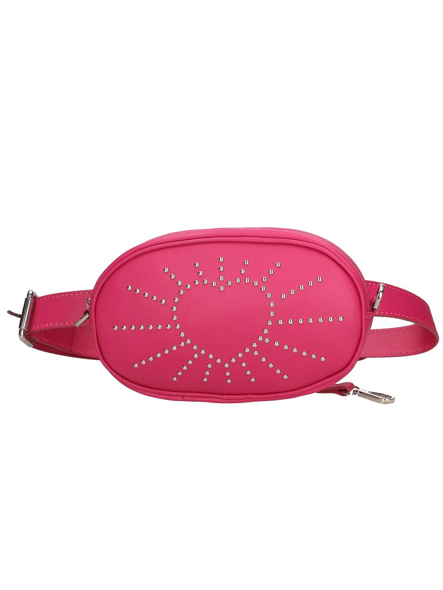 Leder-Bauchtasche mit Nieten Fuchsia