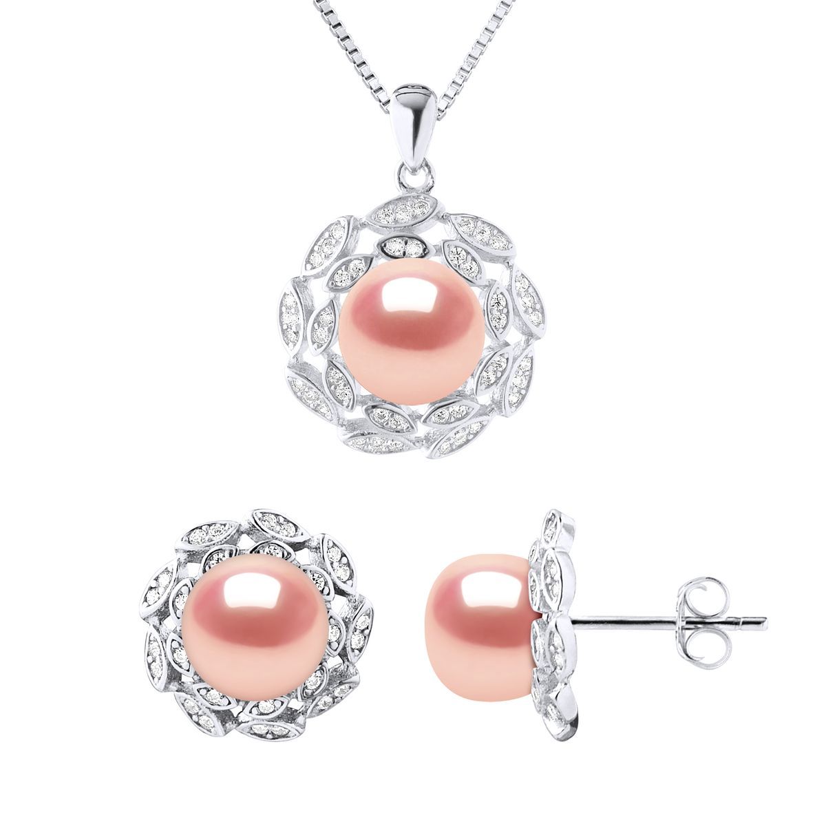 Perlenkette und Ohrring Set