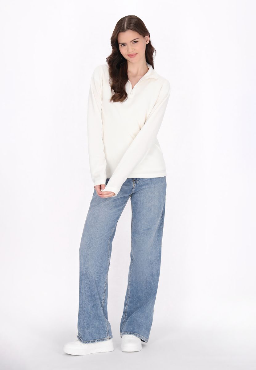 Lässiger Fleece-Pullover mit halbem Reißverschluss