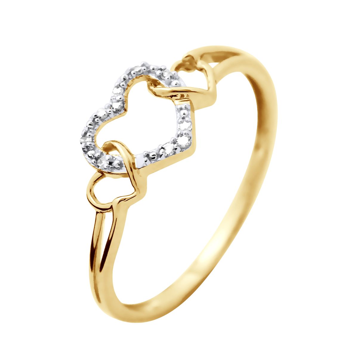 Ring mit ineinandergreifenden Herz-Diamanten