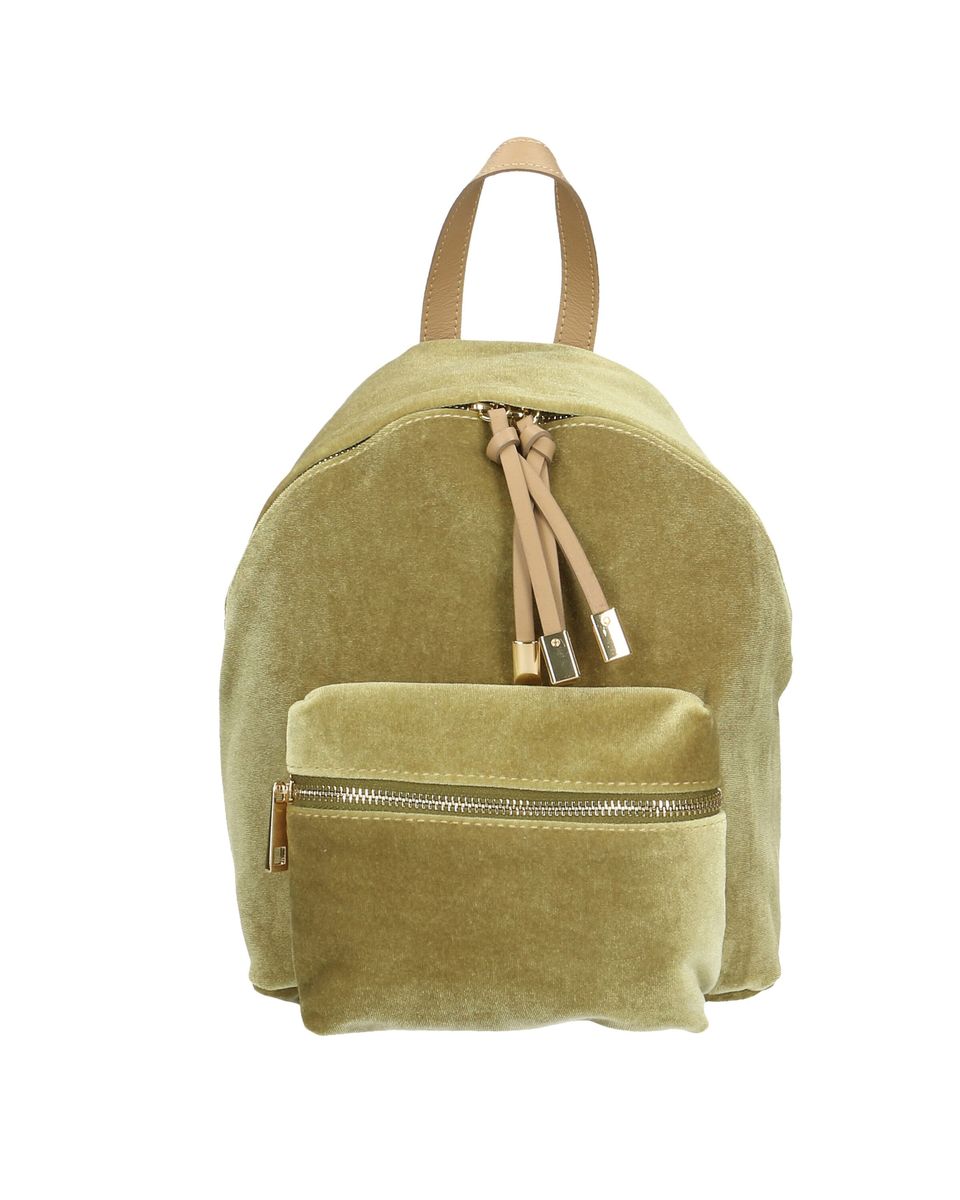 Mini-Rucksack aus Samt mit Reißverschlusstasche