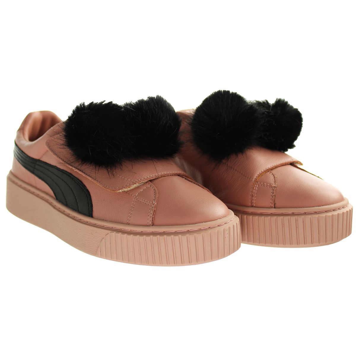 Plateau-Sneaker mit Pompon-Detail