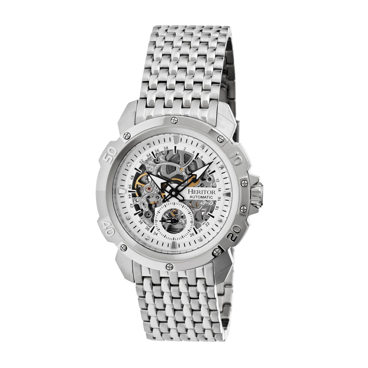 Automatische Skelett-Armbanduhr aus Edelstahl