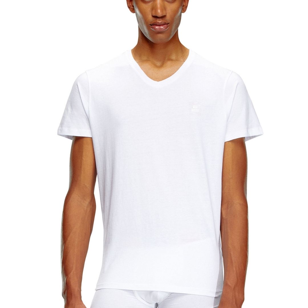 Basic V-Ausschnitt Baumwoll-T-Shirt
