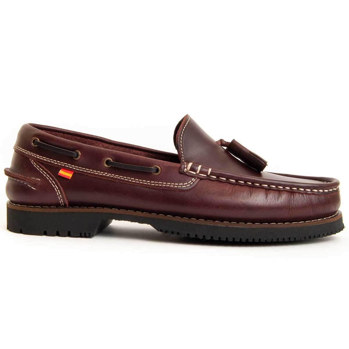 Bordeauxfarbener Leder-Tassel-Loafer-Mokassin