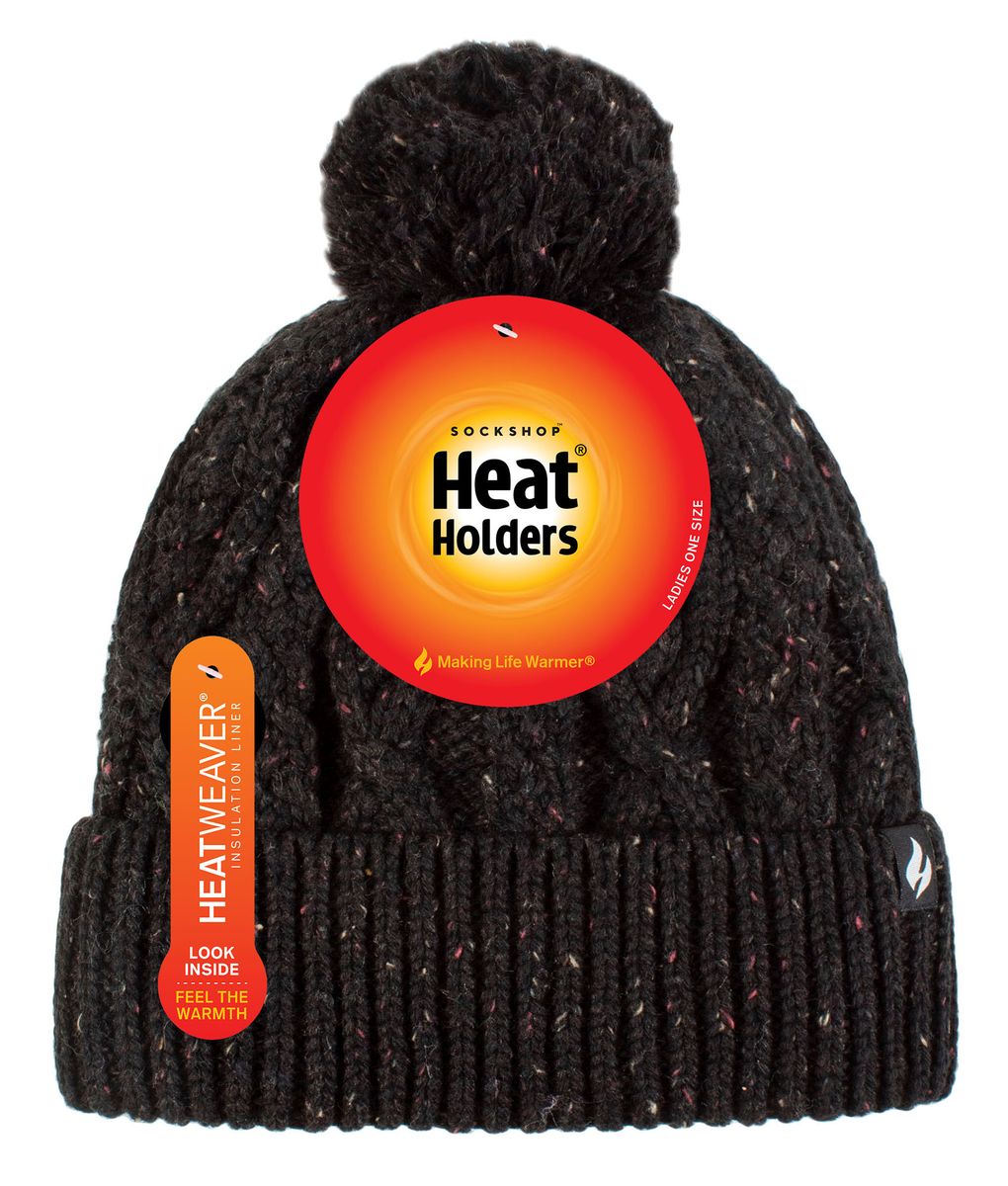 Grobe Zopfstrick-Beanie mit Bommel