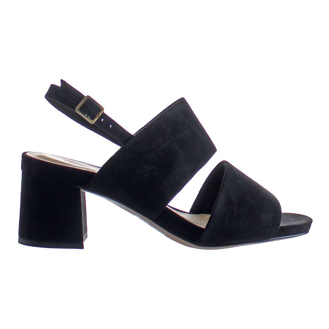 Elegante schwarze Wildleder-Sandalen mit Blockabsatz