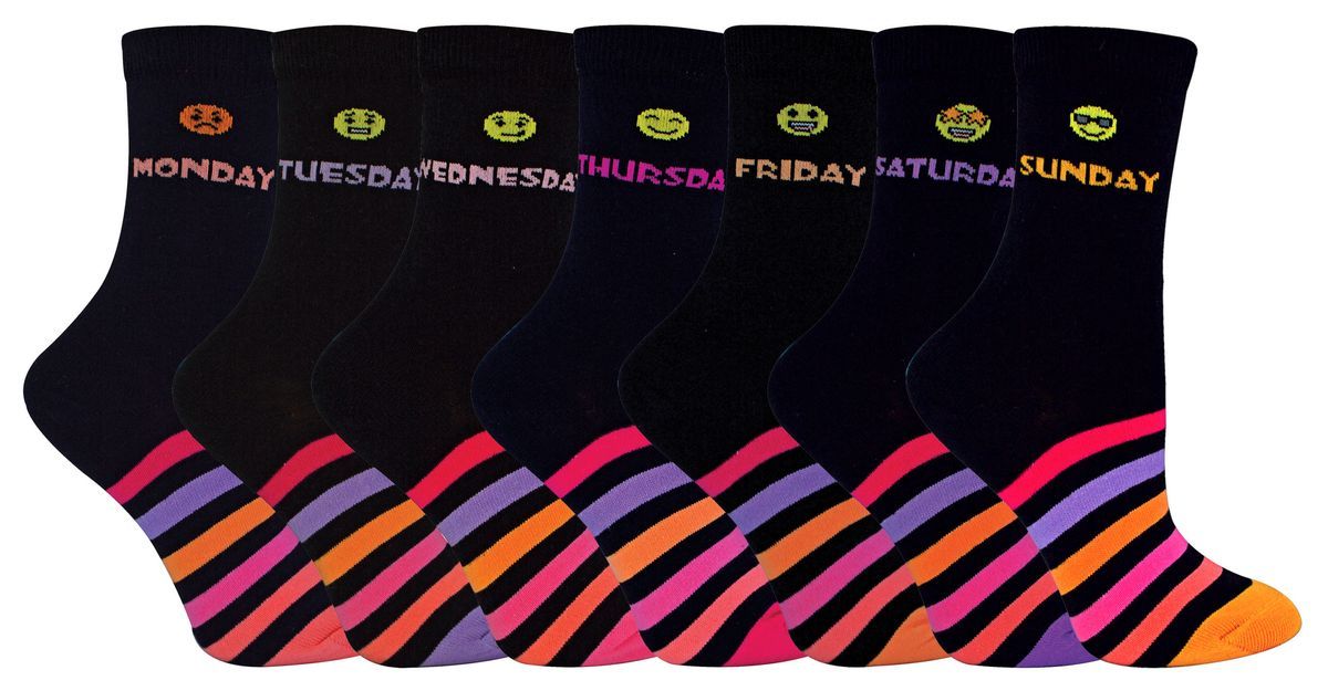 Kinder Neuheit Tage der Woche Socken | 7 Paare | Für Jungen & Mädchen