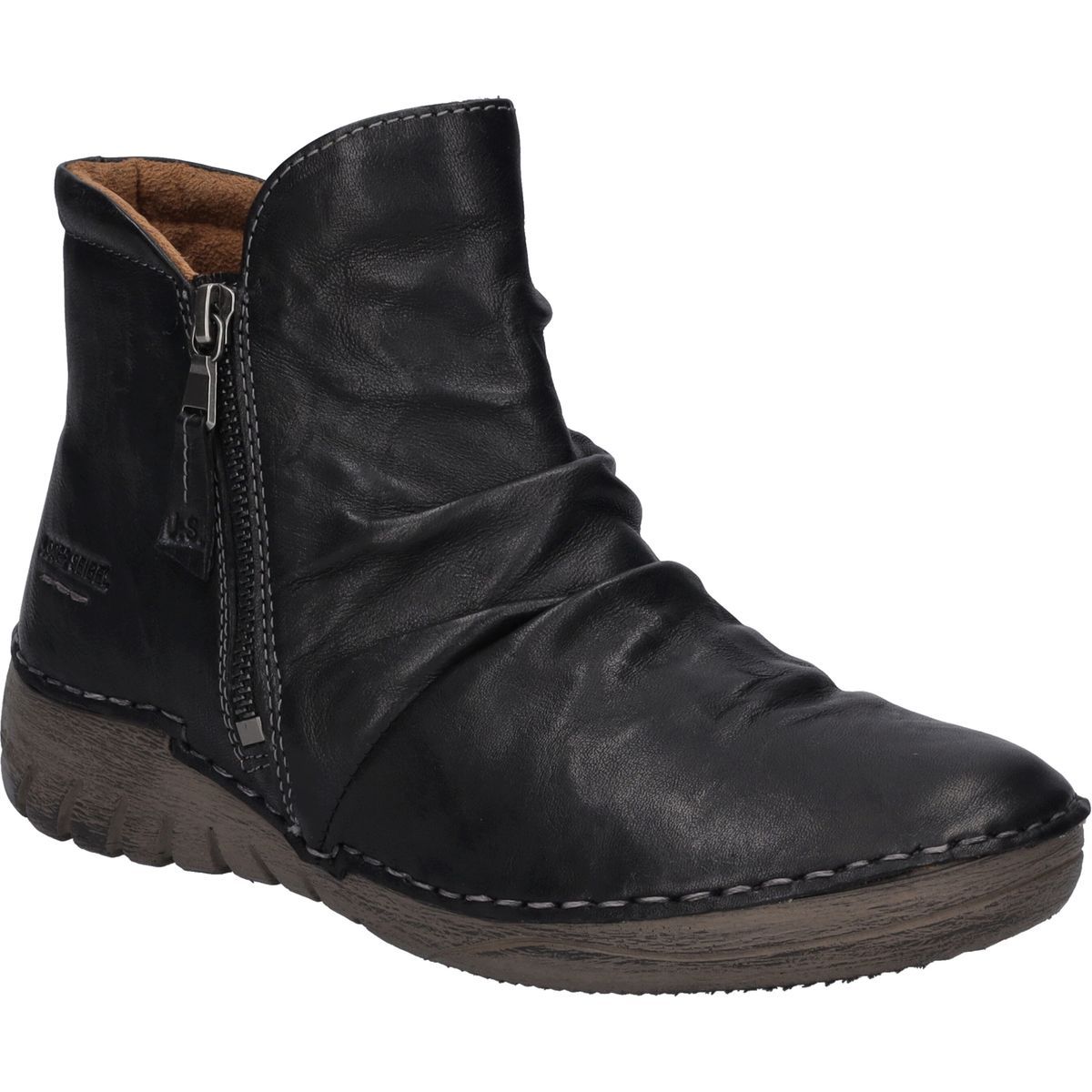Bequemer Leder-Stiefelette mit Reißverschluss