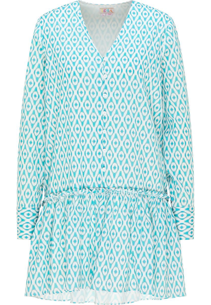 Türkisgeometrisches Mini-Kleid mit Muster