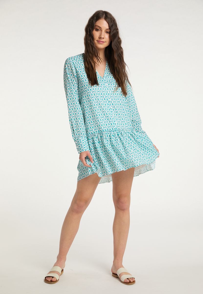 Bedrucktes Minikleid mit Volants