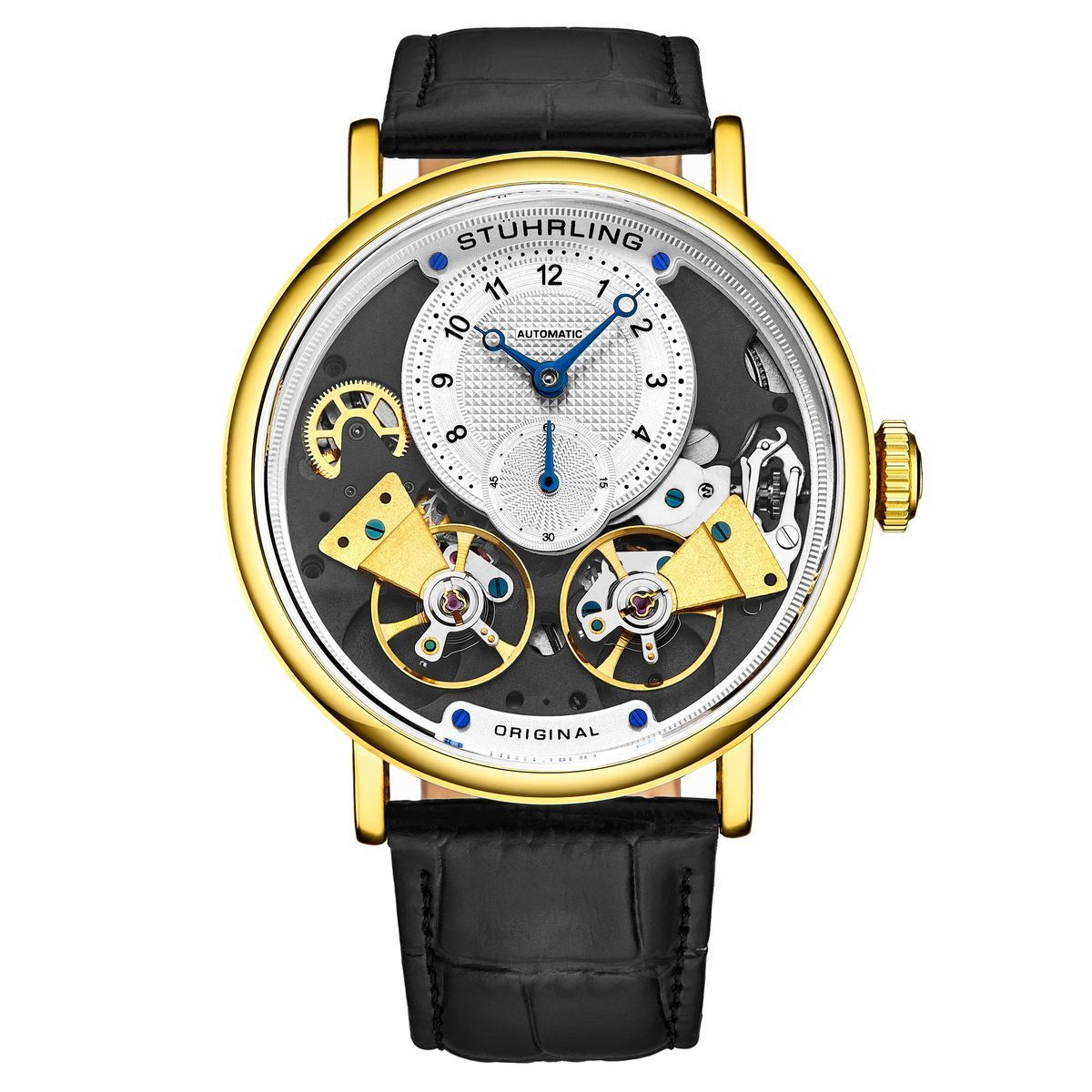 Herrenuhr Automatik Skelett goldfarben