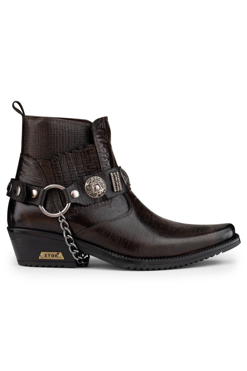 Herren Western-Ankle-Boots aus braunem Leder