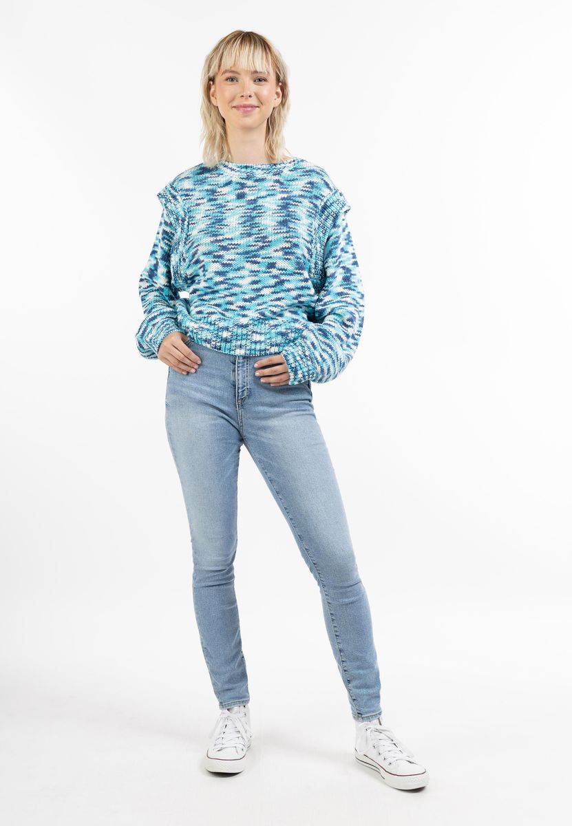 Mehrfarbiger Strickpullover mit Schulterdetails