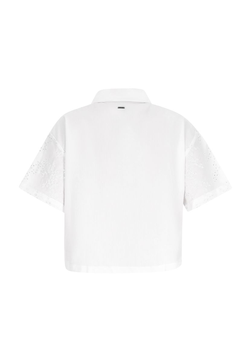 Kurzärmelige Bluse mit Lochstickerei