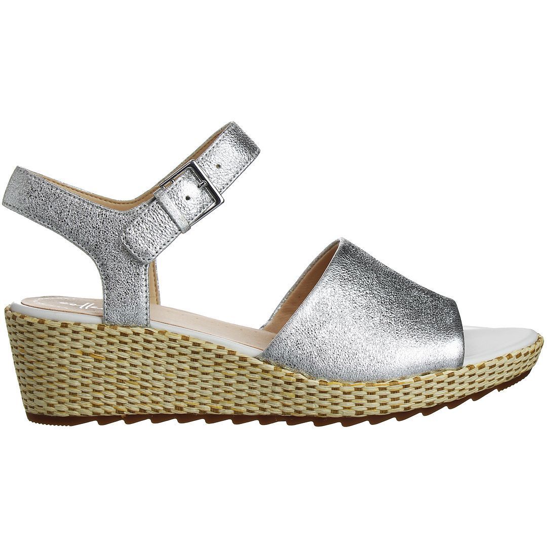 Metallic Silber Keilsandalen