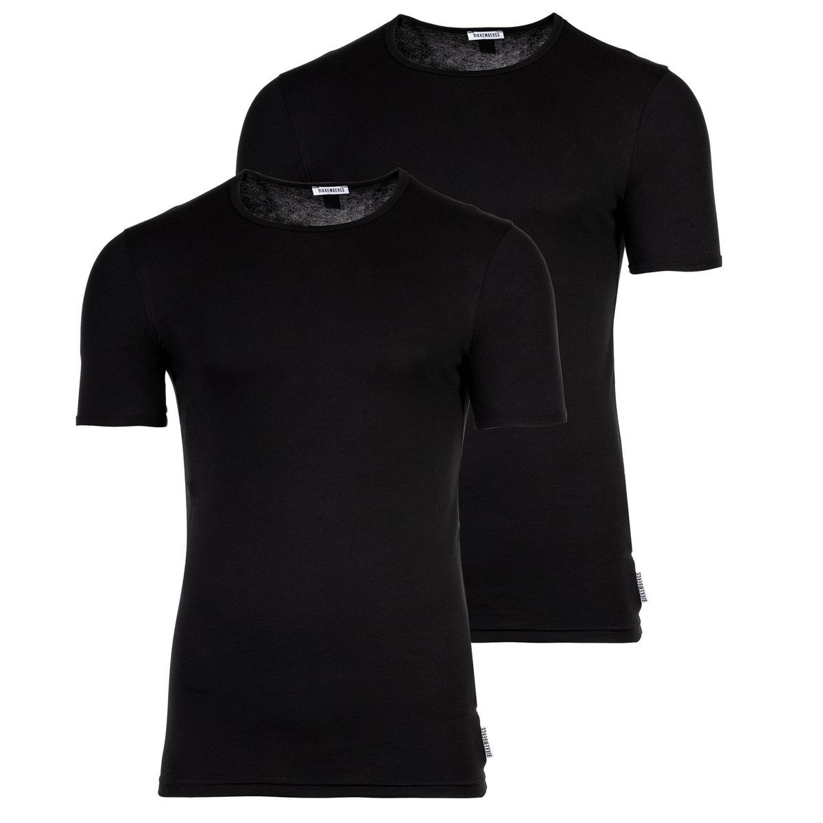 Klassische einfarbige schwarze T-Shirts mit Rundhalsausschnitt