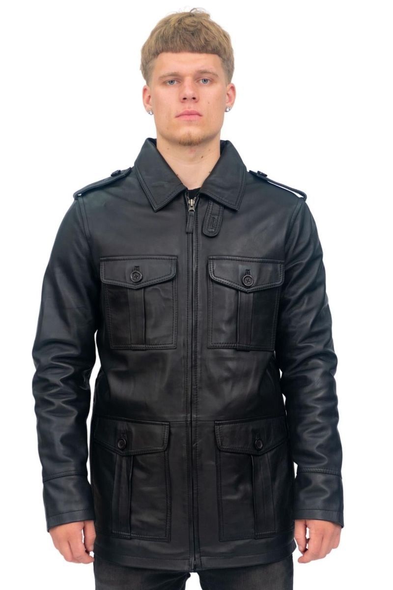 Lederjacke im Safari-Stil