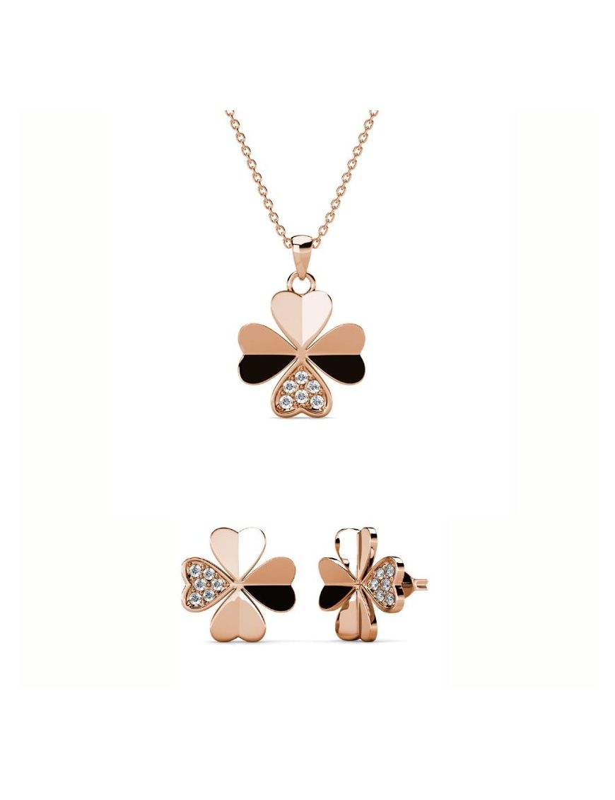 Roségoldenes Kristall-Klee Schmuckset