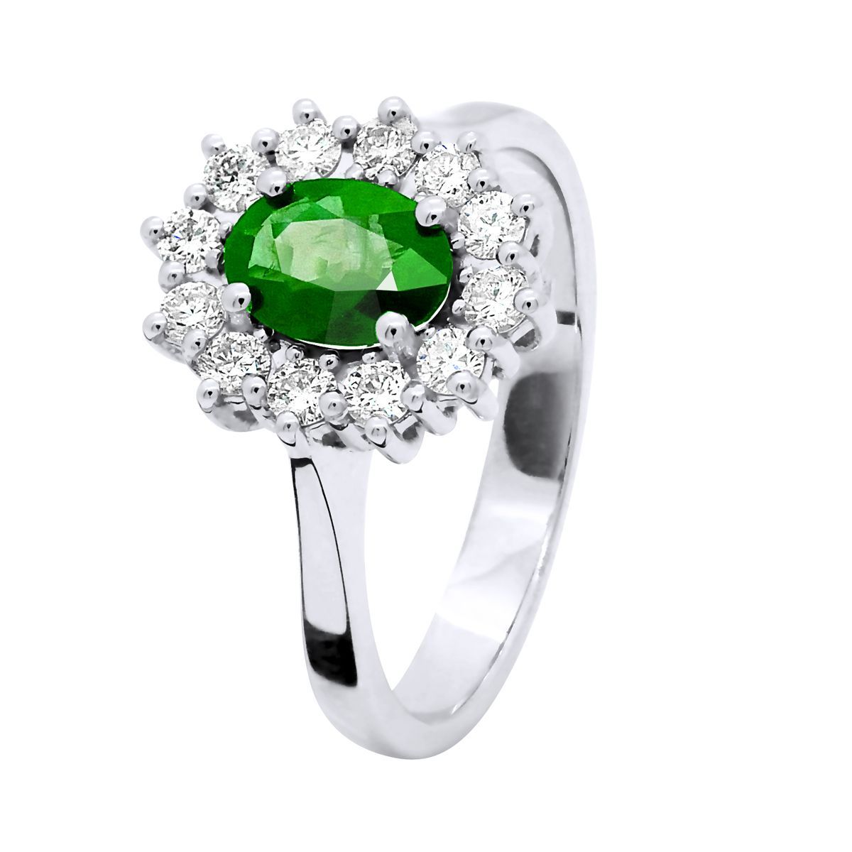 Smaragdring mit Diamanten-Halo
