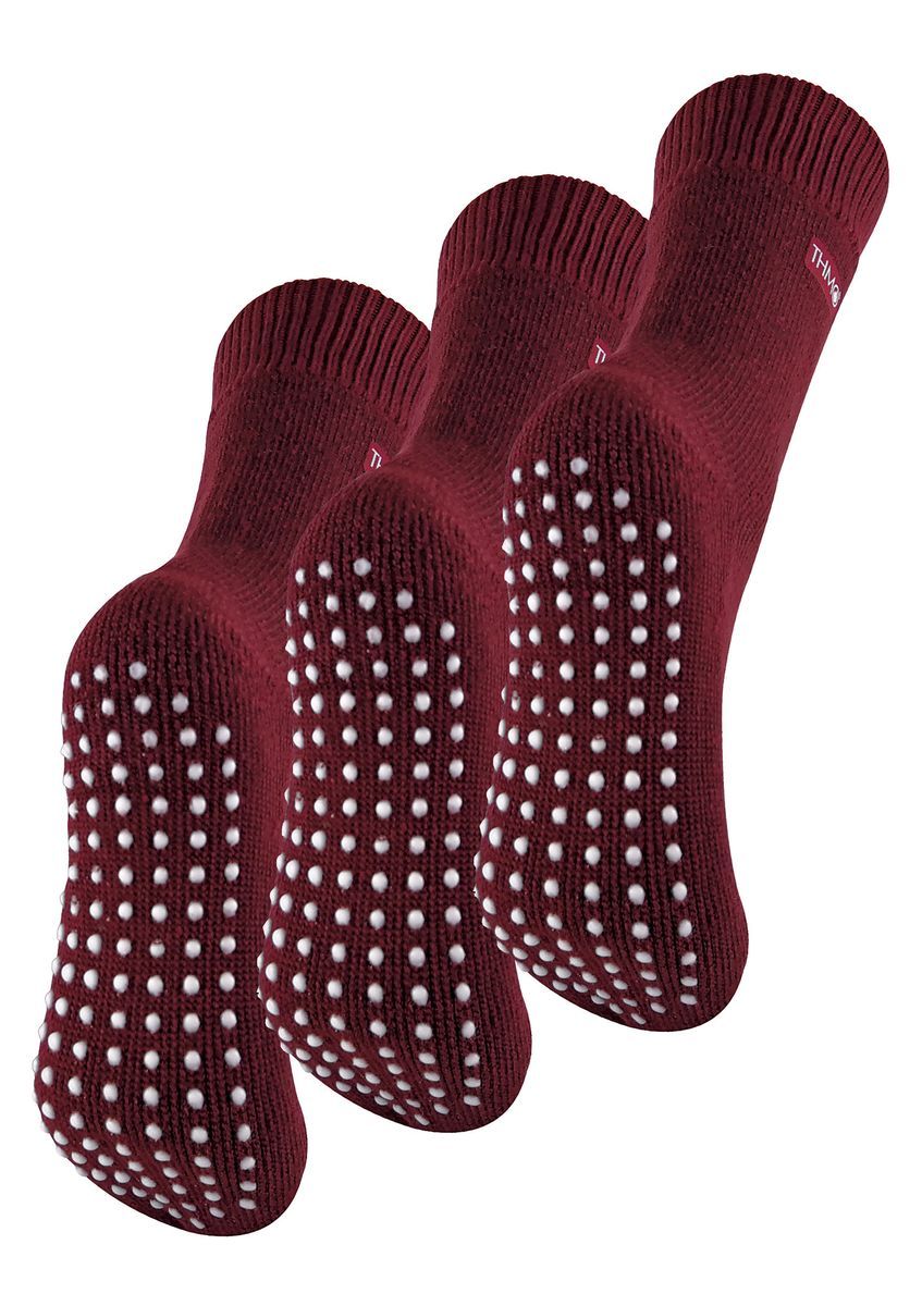 THMO - 3 Paar mit Fleece gefütterte, atmungsaktive Damen-Slipper-Socken - Deep Fuchsia