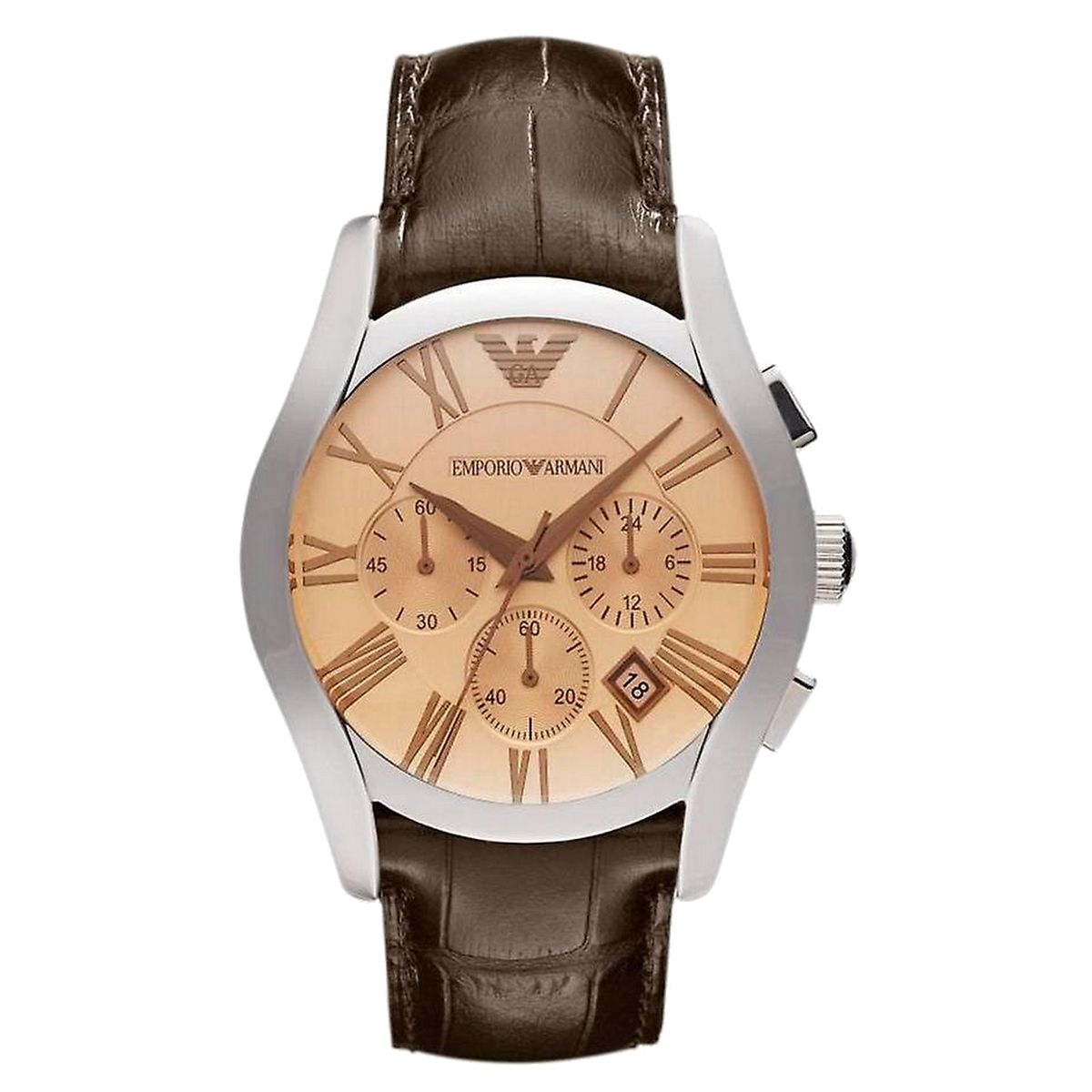 Herrenuhr Silber und Braunleder