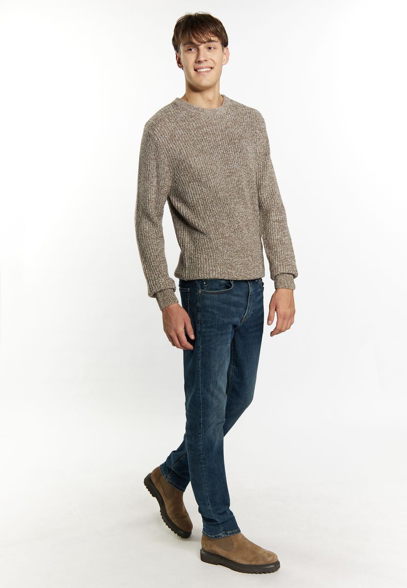 Rippstrick-Pullover in melierter Optik