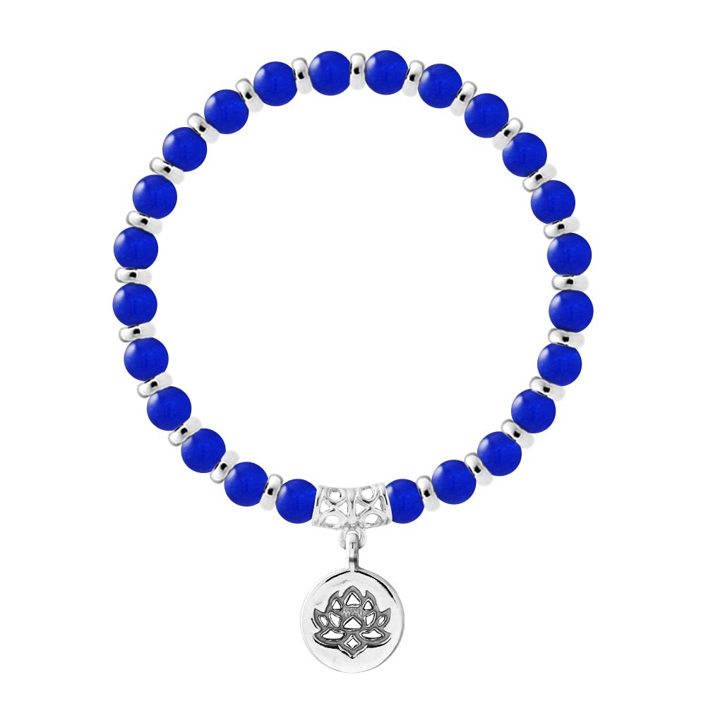 Blau Chalzedon Armband mit Lotus-Anhänger