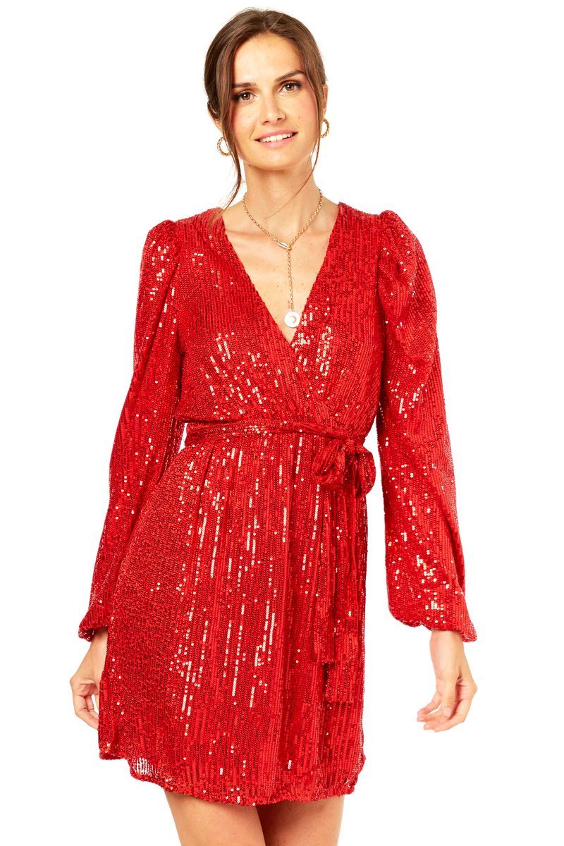 Funkelndes rotes Pailletten-Minikleid