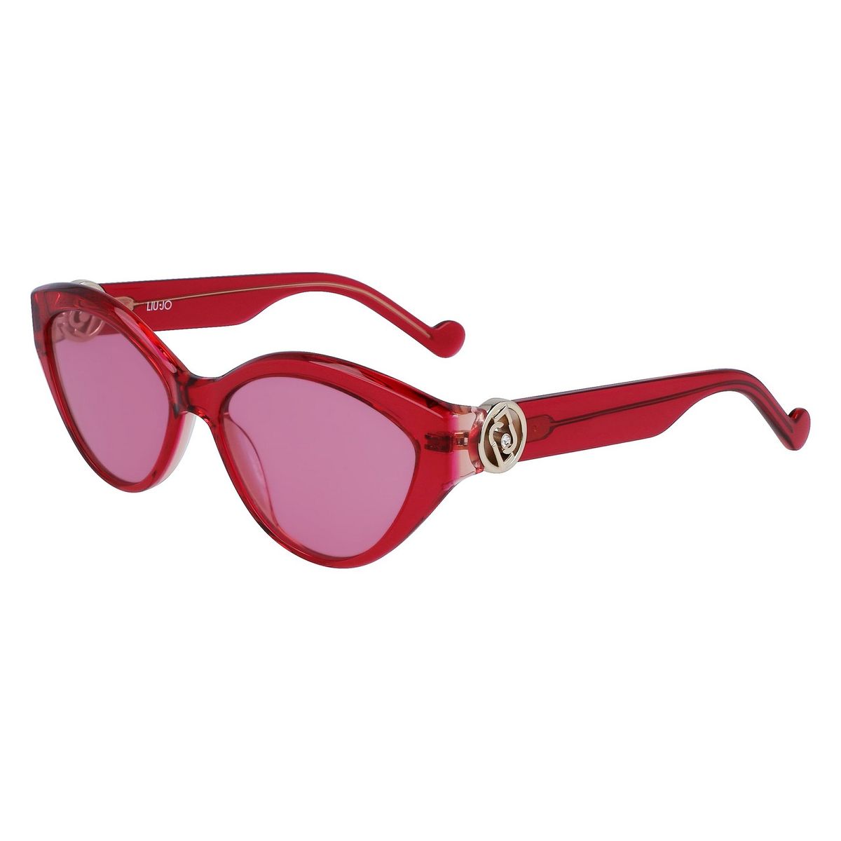 Cat-Eye-Sonnenbrille mit pinkfarbenen Gläsern
