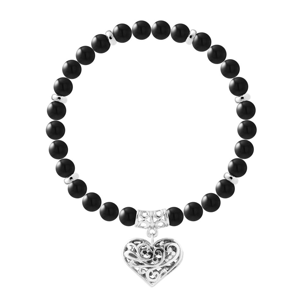 Perlenarmband mit filigranem Herzanhänger